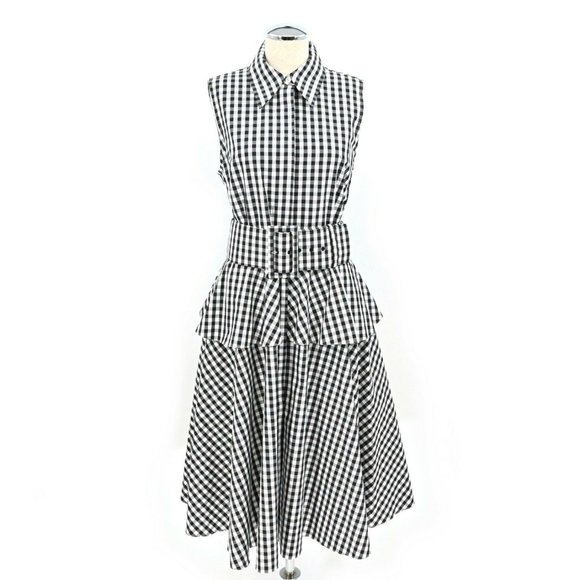 MICHAEL KORS Collection knee length 12 Gingham Poplin Belted Shirt Dress $1490 - Picture 2 of 12